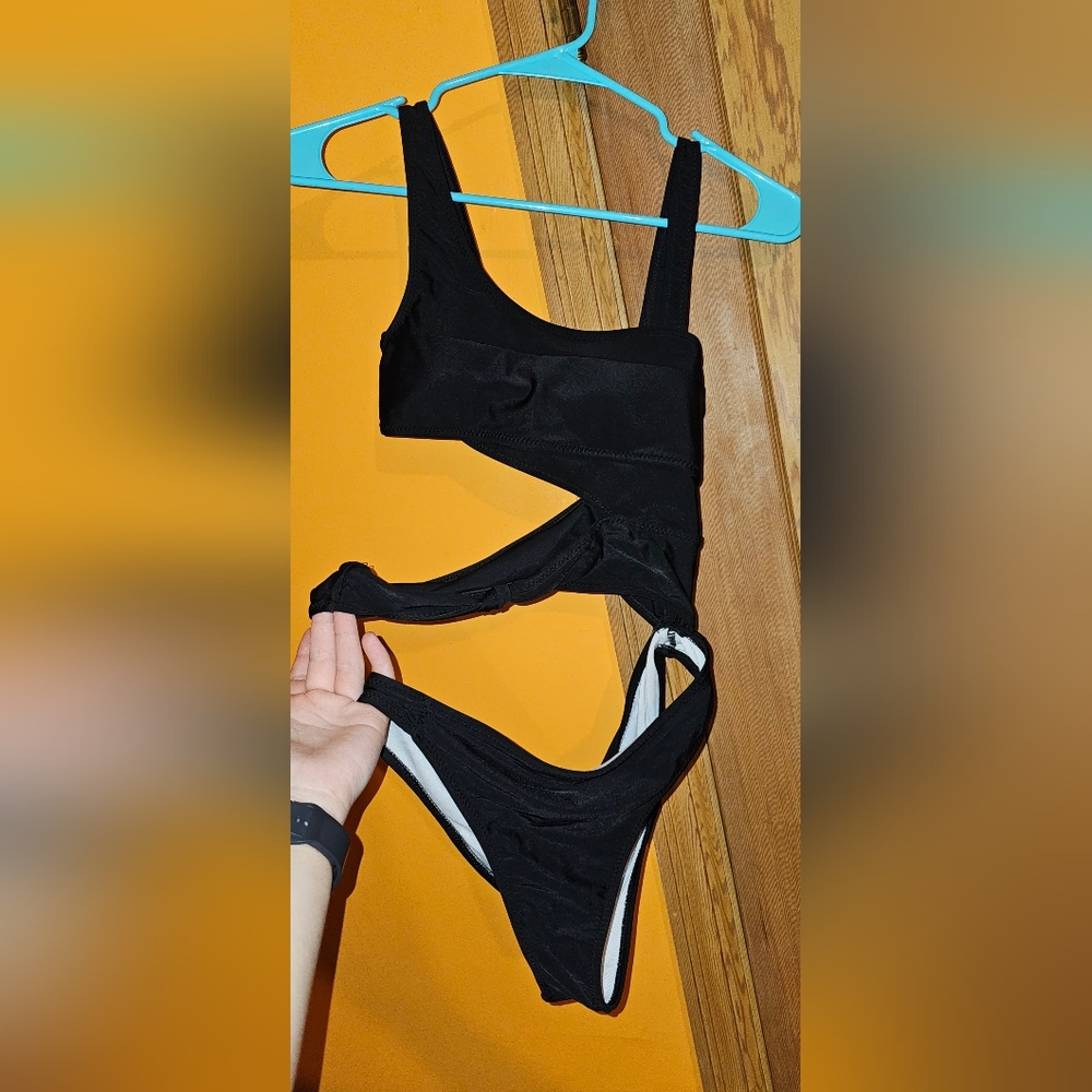 black cut out swimsuit
